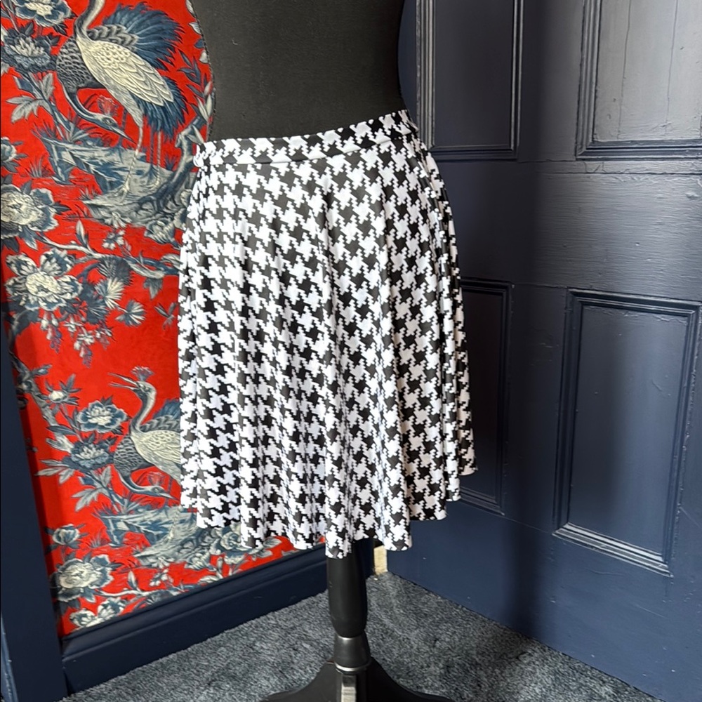 Blackmilk Black and White Houndstooth Skater Skirt